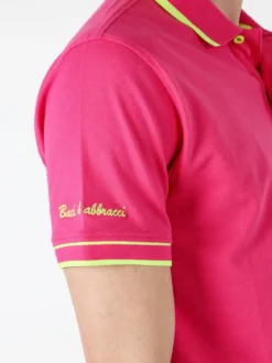 Baci & Abbracci Polo uomo manica corta con scritta - fucsia