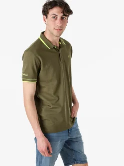 Baci & Abbracci Polo uomo manica corta con scritta - oliva