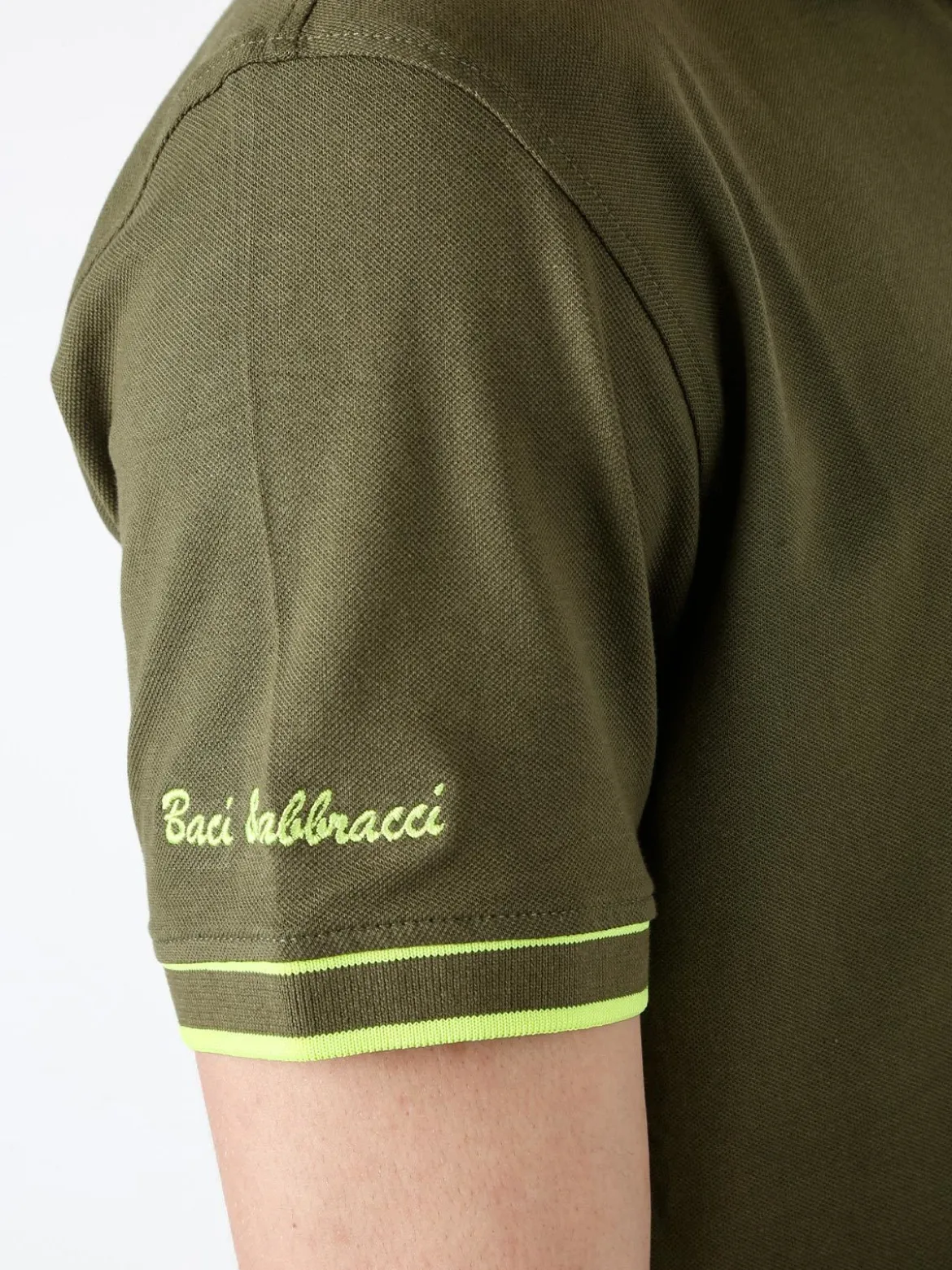 Baci & Abbracci Polo uomo manica corta con scritta - oliva