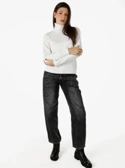 Baci & Abbracci Pullover donna dolcevita in maglia - bianco