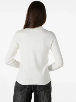 Baci & Abbracci Pullover donna dolcevita in maglia - bianco