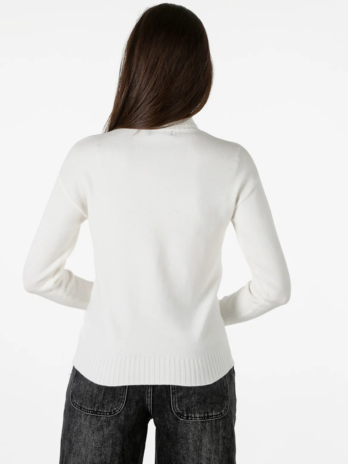 Baci & Abbracci Pullover donna dolcevita in maglia - bianco
