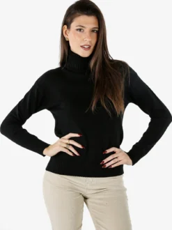 Baci & Abbracci Pullover donna dolcevita in maglia - nero
