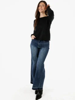 Baci & Abbracci Pullover girocollo da donna in maglia tinta unita - nero