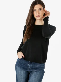 Baci & Abbracci Pullover girocollo da donna in maglia tinta unita - nero
