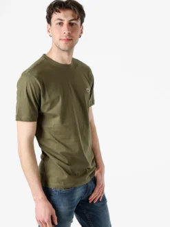 Baci & Abbracci T-shirt girocollo in cotone da uomo con logo - militare
