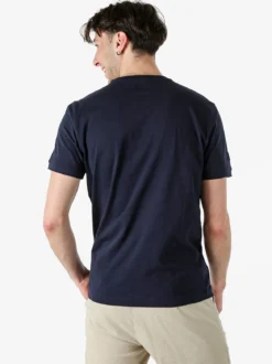 Baci & Abbracci T-shirt girocollo in cotone da uomo con taschino - blu scuro