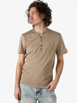 Bad Boys Maglia da uomo in cotone a maniche corte con taschino - sabbia