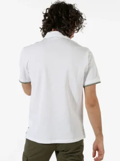 Bad Boys Polo da uomo in cotone a maniche corte con taschino a filetto - bianco