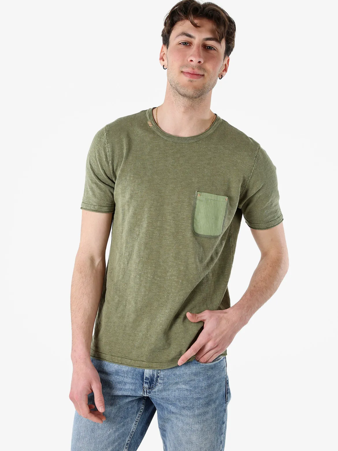 Bad Boys T-shirt da uomo in maglia con taschino - militare