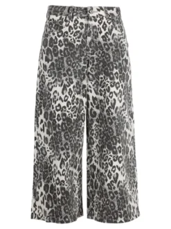 Baseventi Pantaloni donna animalier a gamba larga