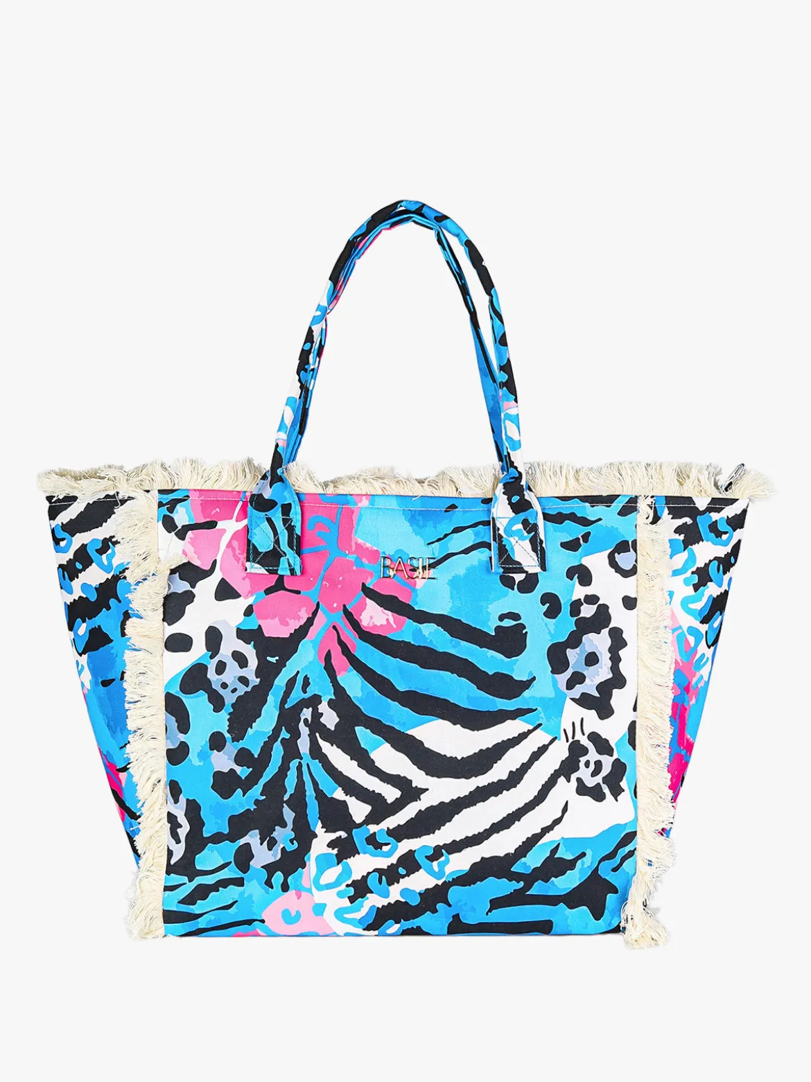 Basile Borsa da mare in tessuto con frange