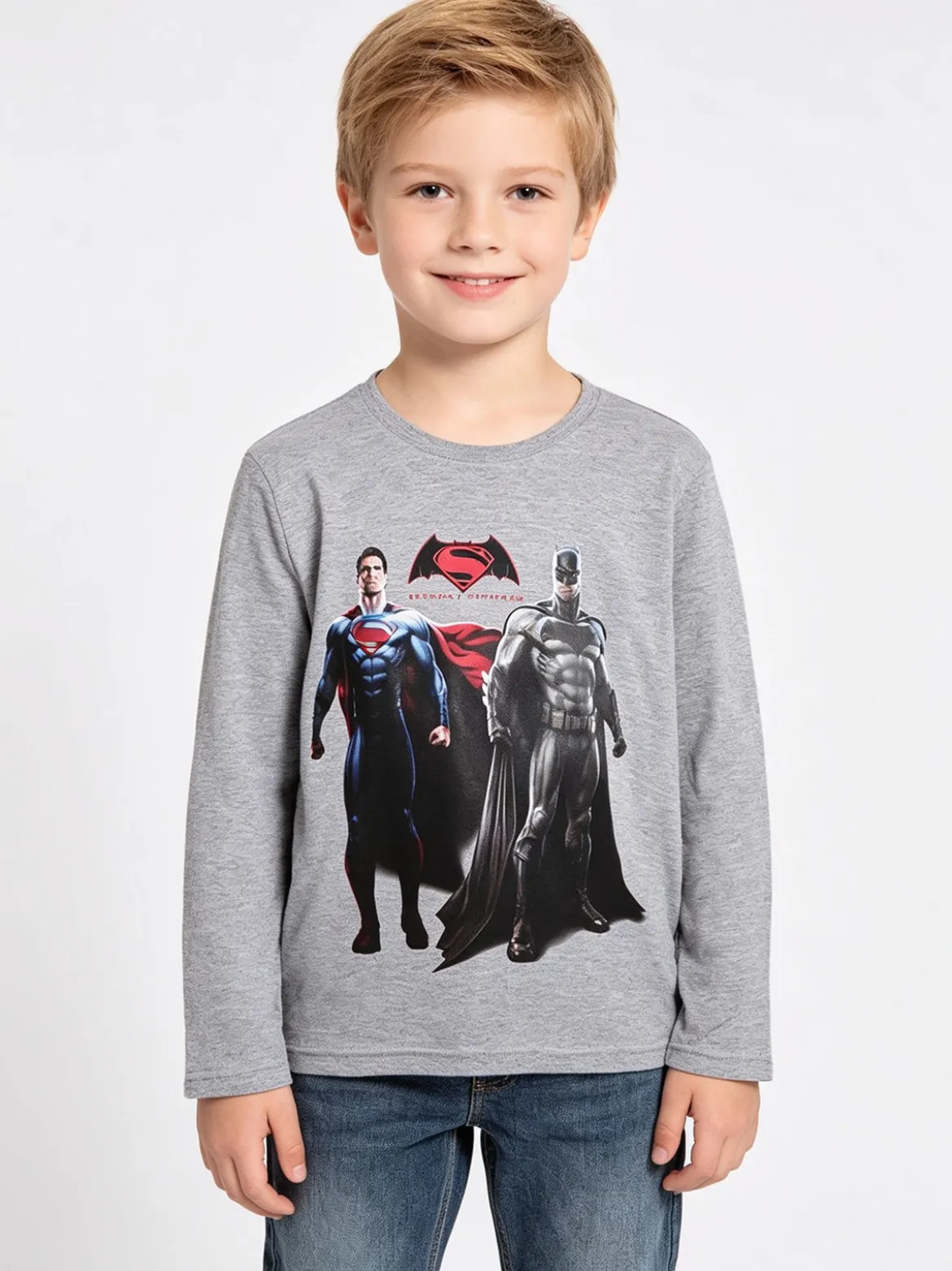 Batman Maglietta da bambino manica lunga con supereroi