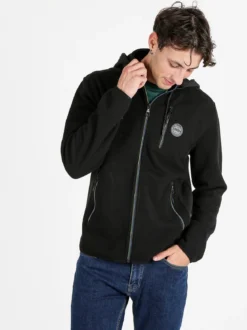 Be Board Felpa invernale da uomo con cappuccio e zip - nero