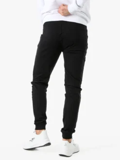 Be Board Pantaloni sportivi da uomo in cotone con coulisse e polsini - nero
