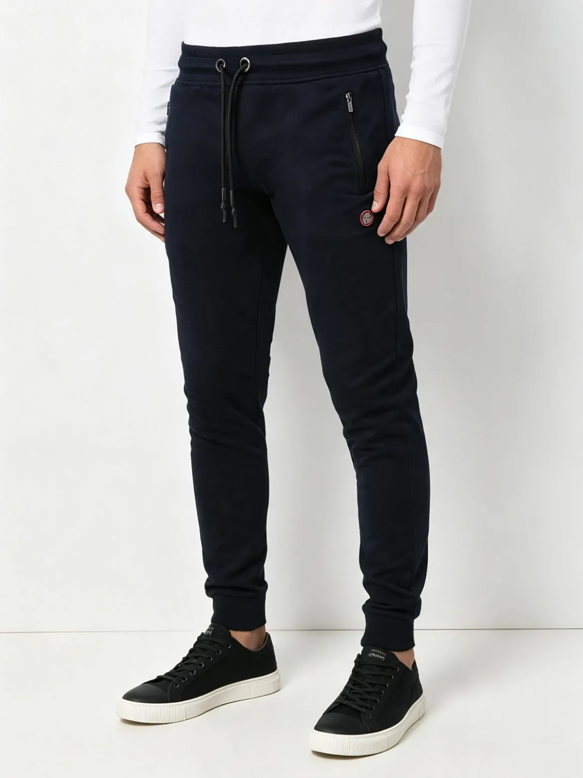 Be Board Pantaloni sportivi da uomo in cotone con coulisse e polsini - blu scuro