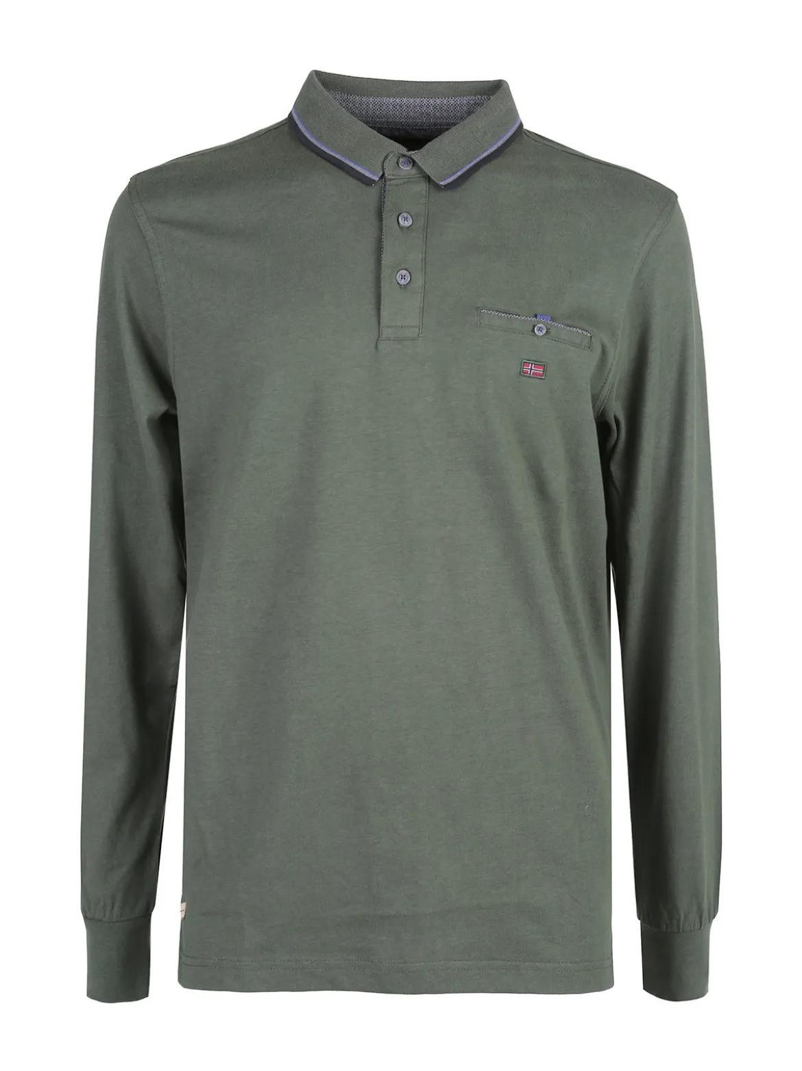 Be Board Polo da uomo a maniche lunghe con taschino - militare