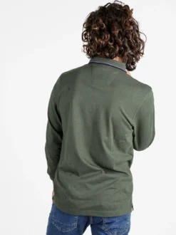 Be Board Polo da uomo a maniche lunghe con taschino - militare