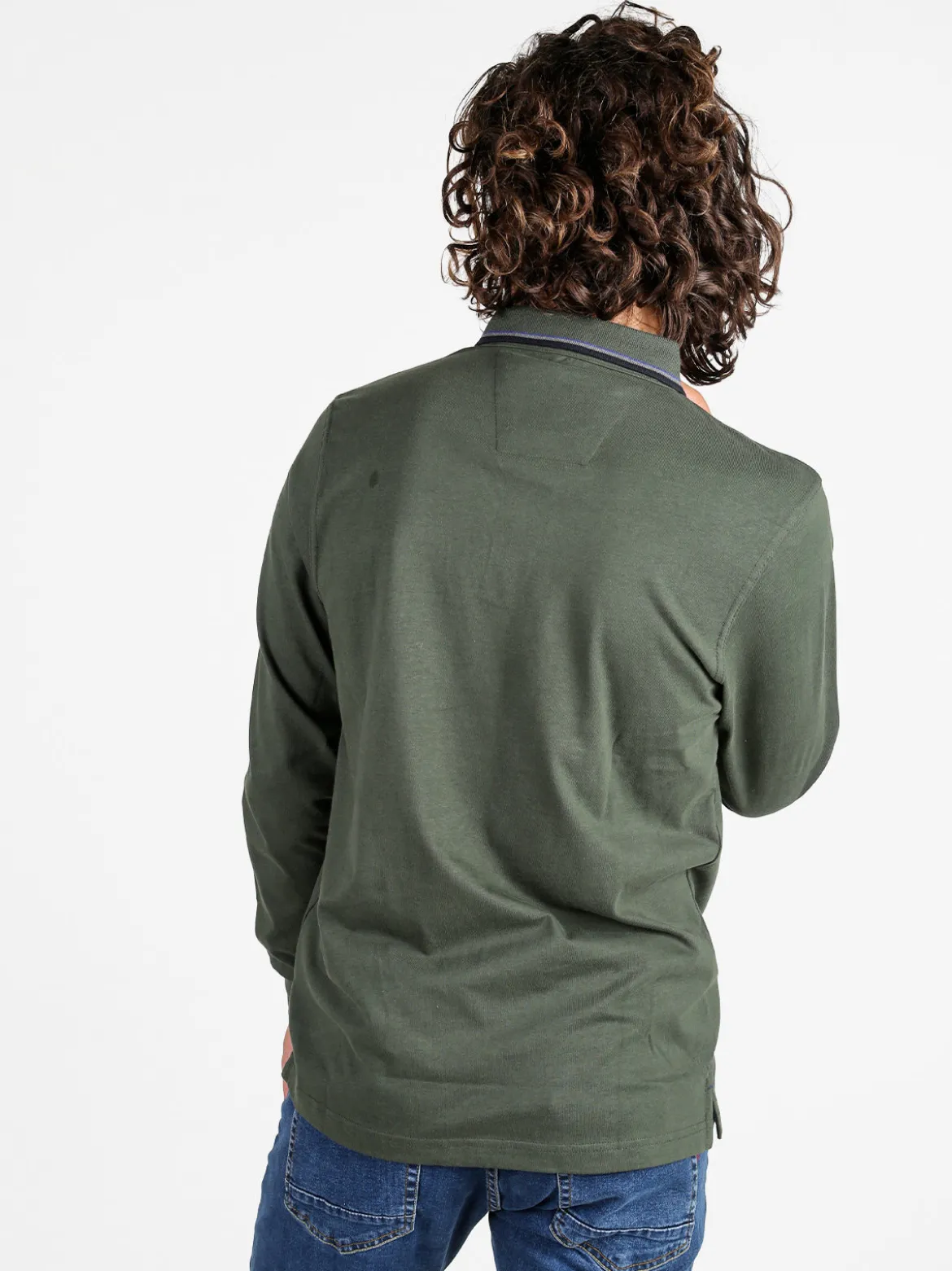 Be Board Polo da uomo a maniche lunghe con taschino - militare