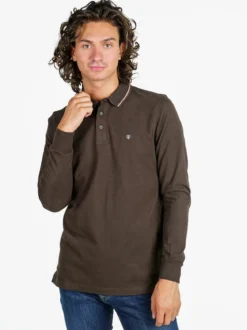 Be Board Polo da uomo a maniche lunghe in cotone - moro