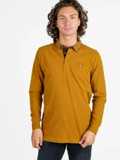 Be Board Polo da uomo a maniche lunghe in cotone - tabacco
