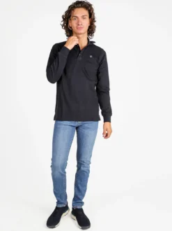 Be Board Polo uomo a maniche lunghe in cotone - blu scuro