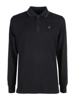 Be Board Polo uomo a maniche lunghe in cotone - blu scuro