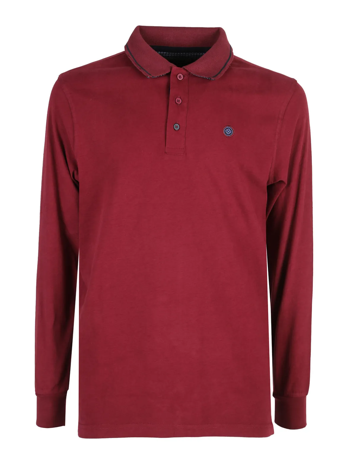 Be Board Polo uomo a maniche lunghe in cotone - bordeaux