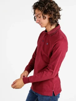 Be Board Polo uomo a maniche lunghe in cotone - bordeaux