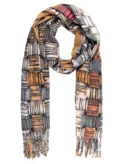 Bella & Accessori Sciarpa da donna con stampa colorata e frange