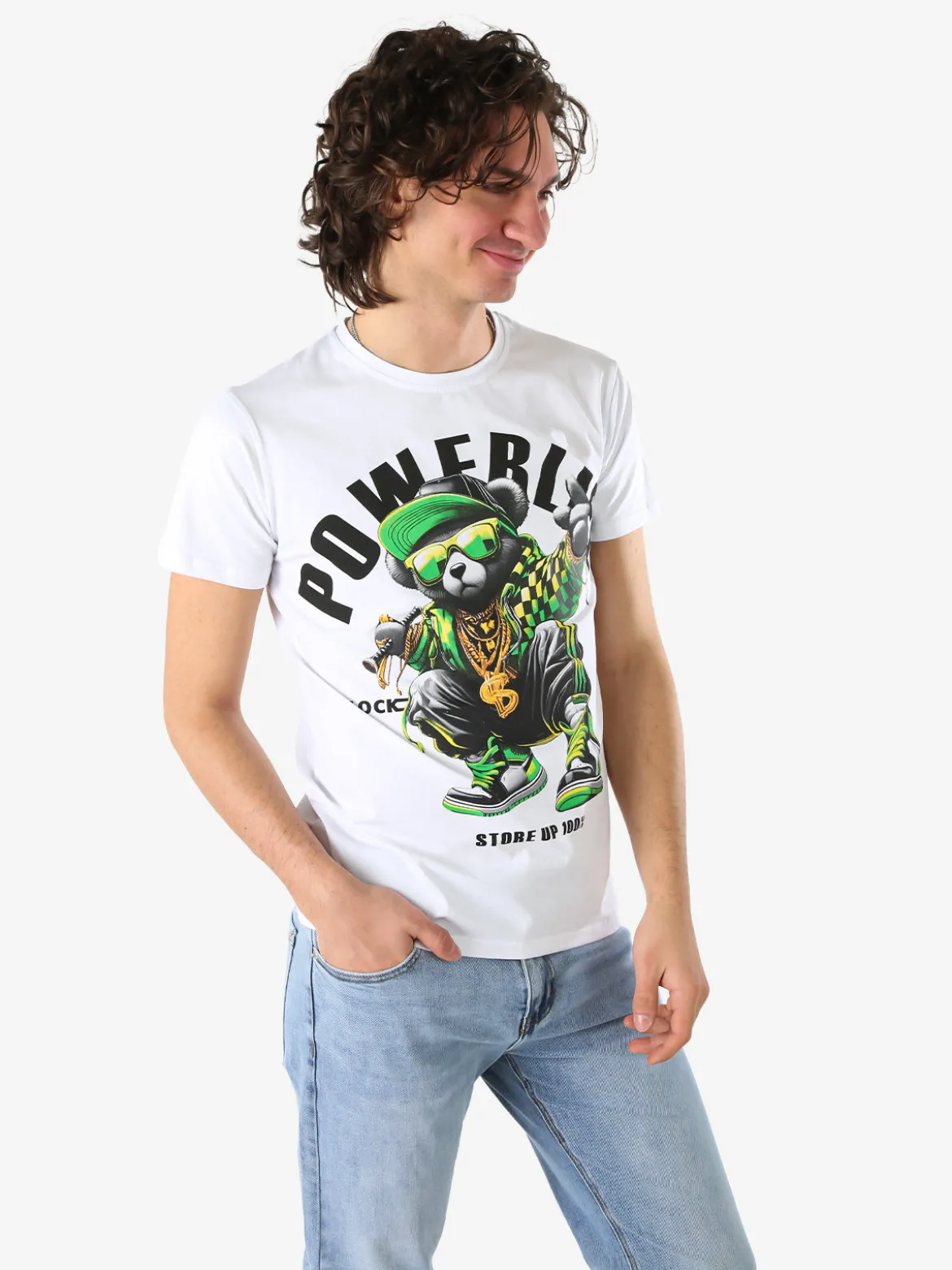 Belman T-shirt da uomo in cotone con stampa - bianco