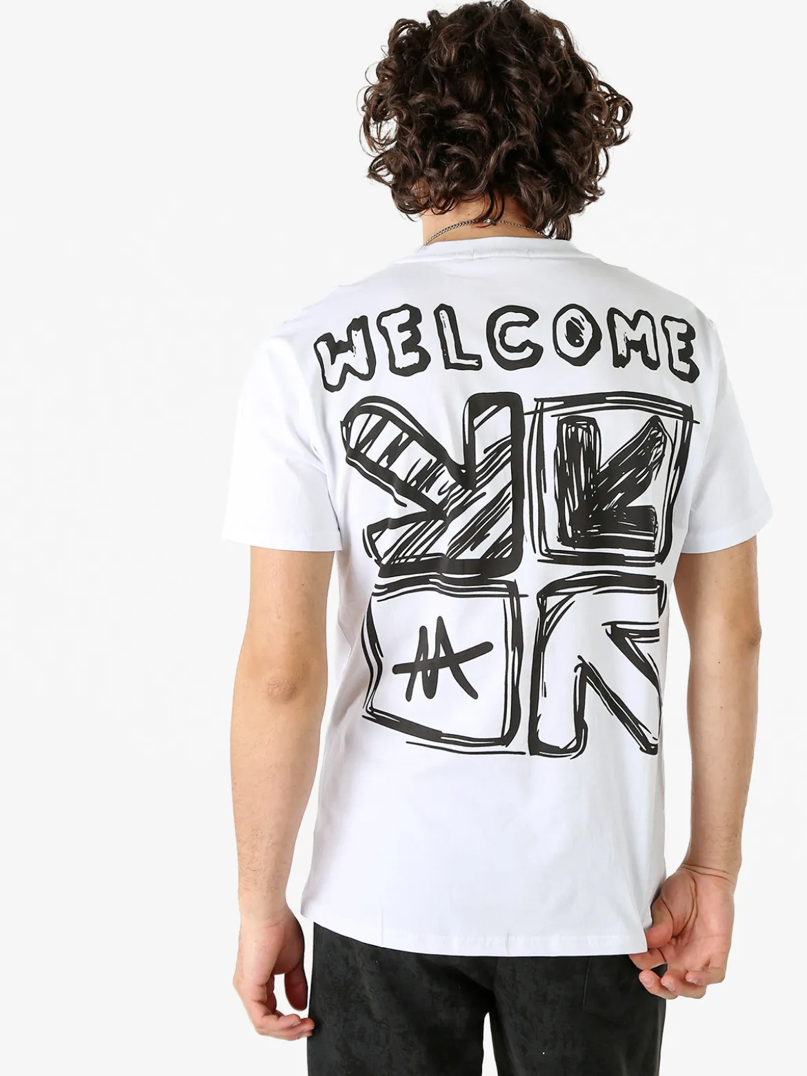 Belman T-shirt da uomo in cotone con stampa dietro - bianco