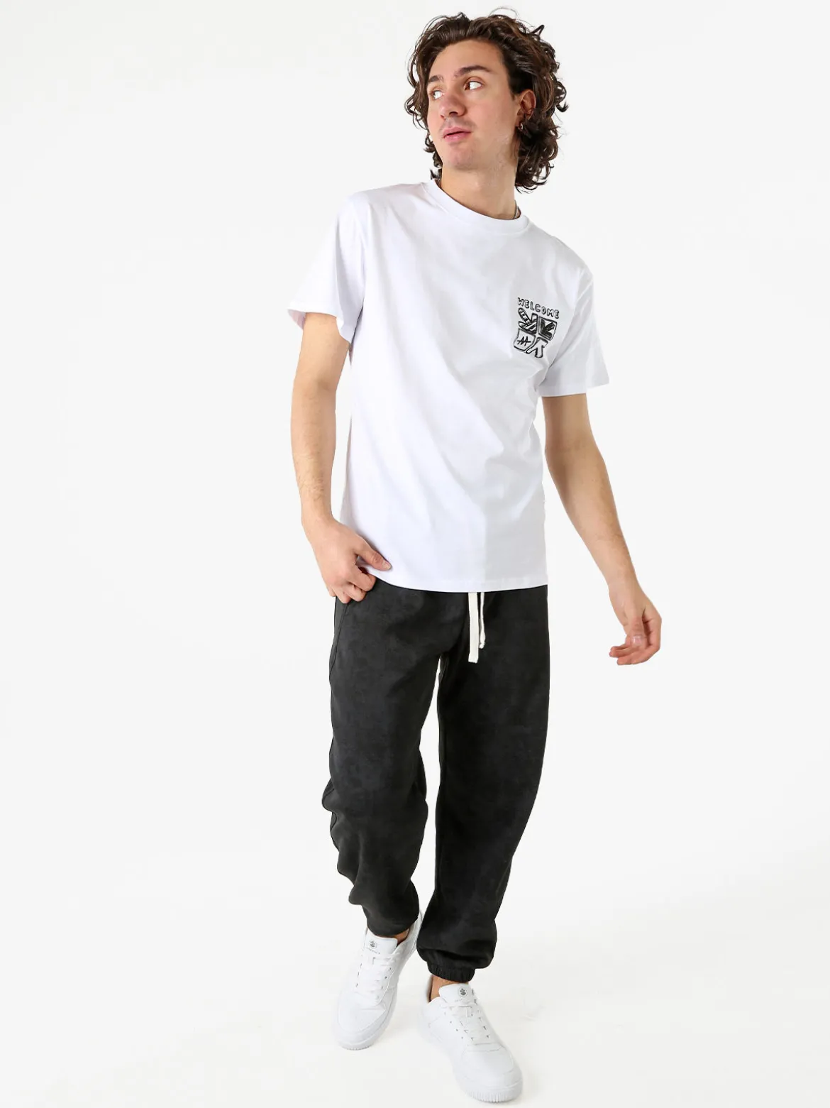 Belman T-shirt da uomo in cotone con stampa dietro - bianco