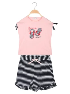 Best Girl'S Completo corto da bambina 2 pezzi con shorts a righe