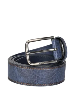 Biagiotti Uomo Cintura da uomo con fodera in pelle - blu scuro