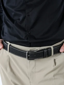 Biagiotti Uomo Cintura da uomo con fodera in pelle - nero