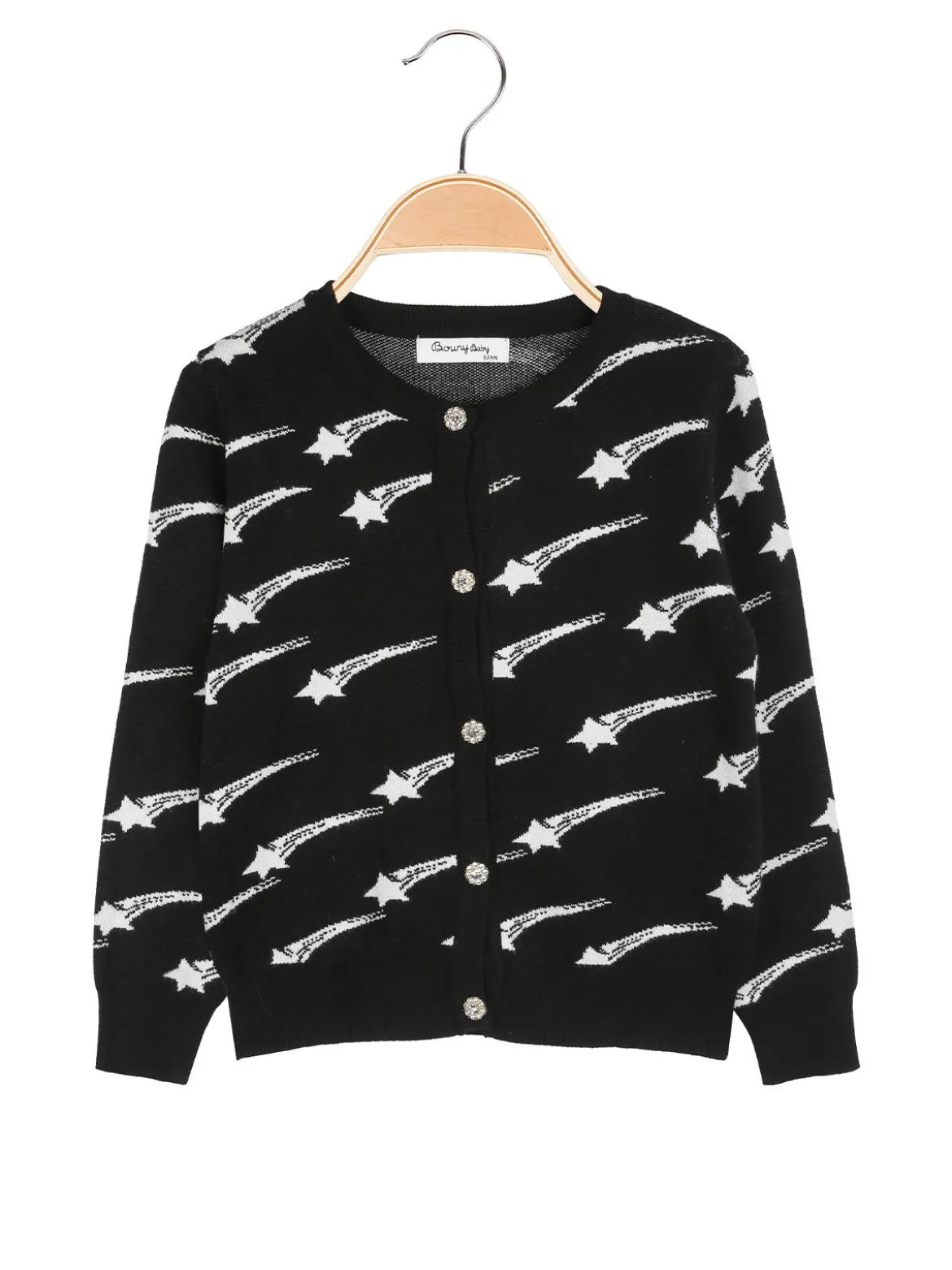 Bouny Baby Cardigan da bambina in maglia con bottoni - nero
