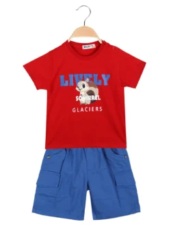 Bouny Baby Completo 2 pezzi da neonato con t-shirt e bermuda cargo