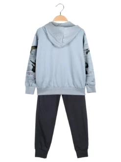 Boys & Style Completo tuta 3 pezzi da bambino con cappuccio e zip - azzurro