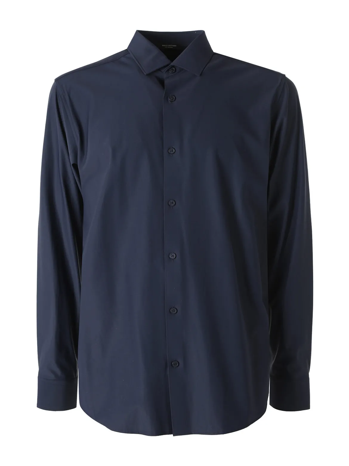 Bread & Buttons Camicia da uomo a maniche lunghe in tessuto elastico no stiro - blu scuro