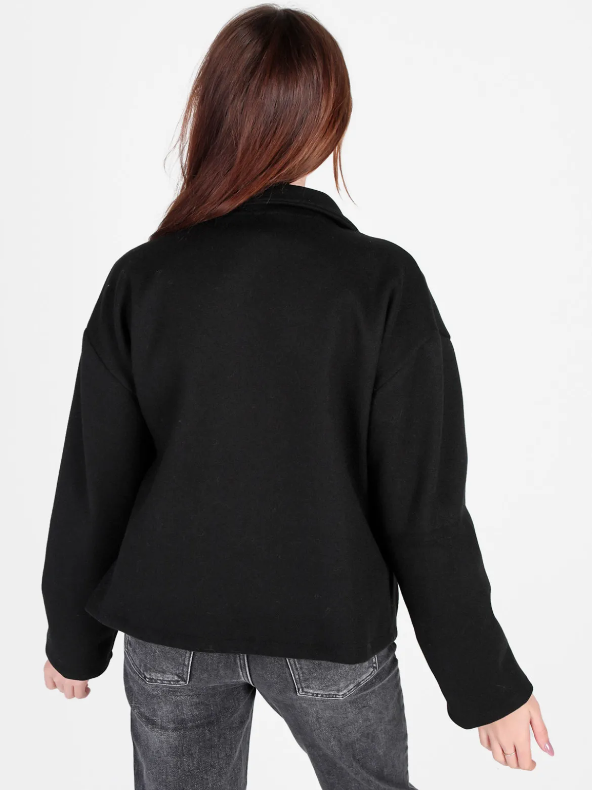 158c Cappotto corto da donna oversize con chiusura doppiopetto