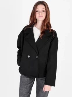 158c Cappotto corto da donna oversize con chiusura doppiopetto