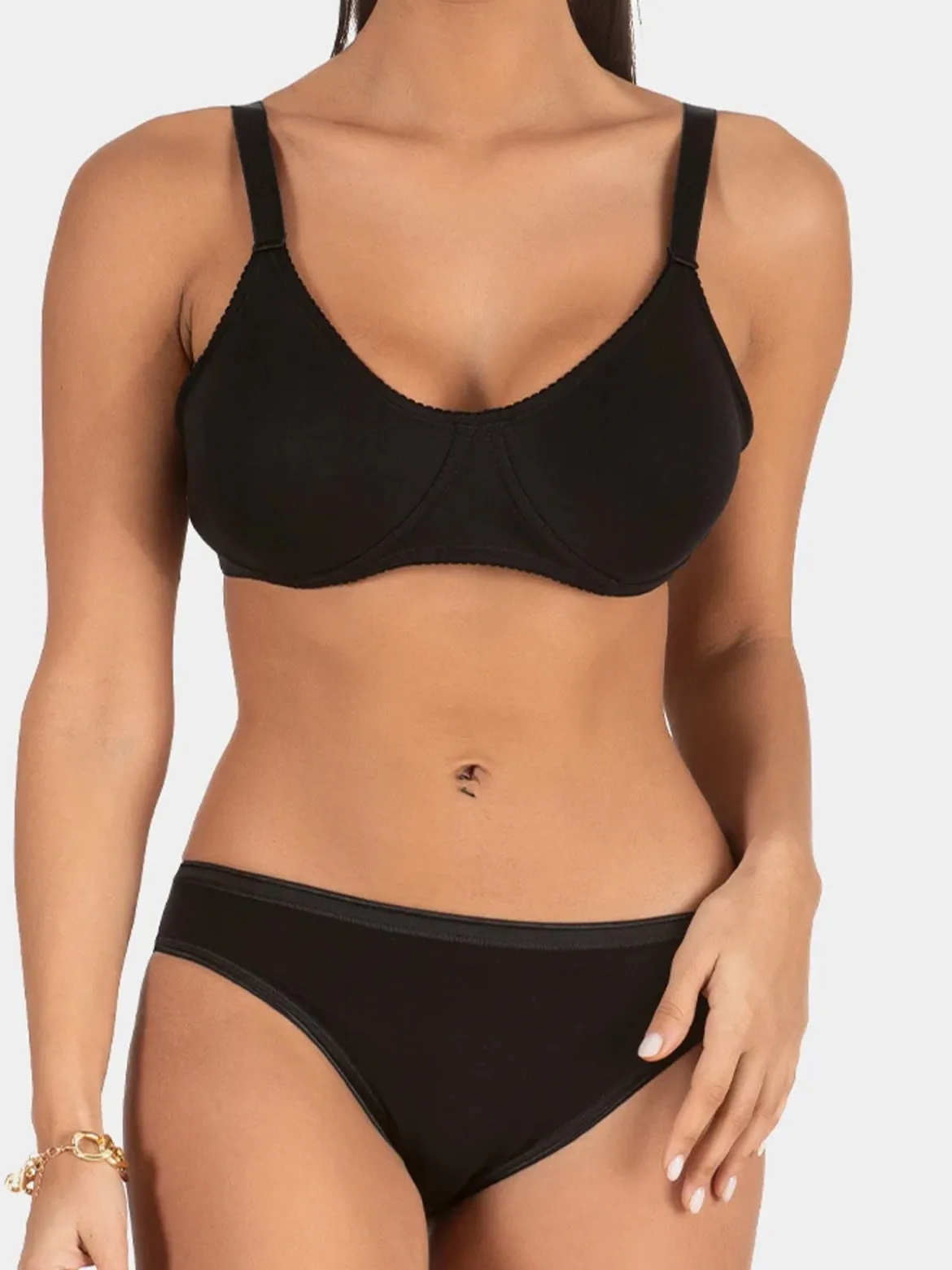 Charme Attrazione Italiana Reggiseno bielastico in cotone senza ferretto COPPA B - nero