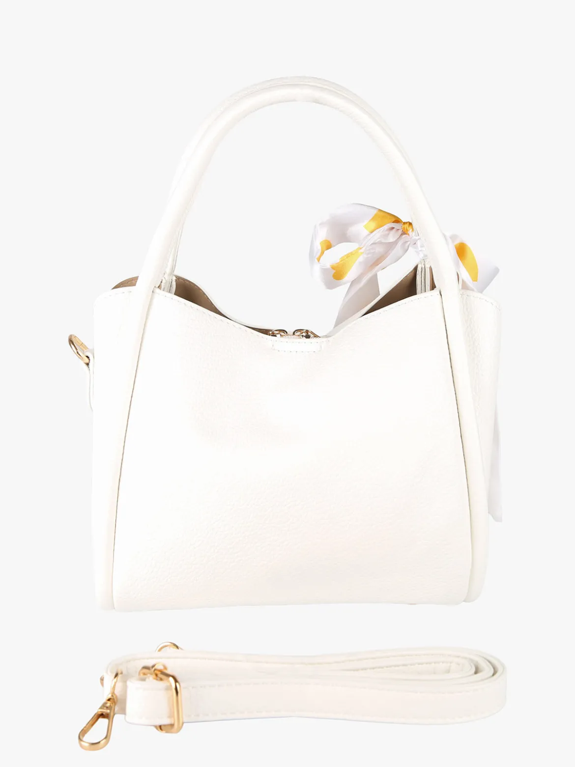 Charro Borsa a mano mini tote con foulard - bianco