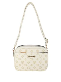 Charro Borsa a tracolla da donna con stampa monogramma - beige