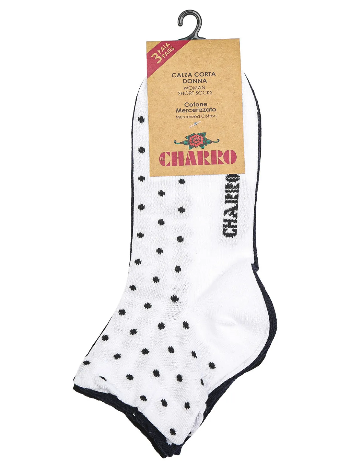 Charro Confezione da 3 paia di calze corte da donna a pois