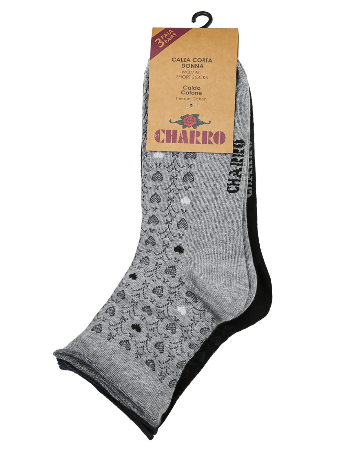 Charro Confezione da 3 paia di calze corte da donna in caldo cotone
