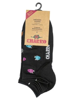 Charro Confezione da 3 paia di calze corte sneakers da donna in cotone
