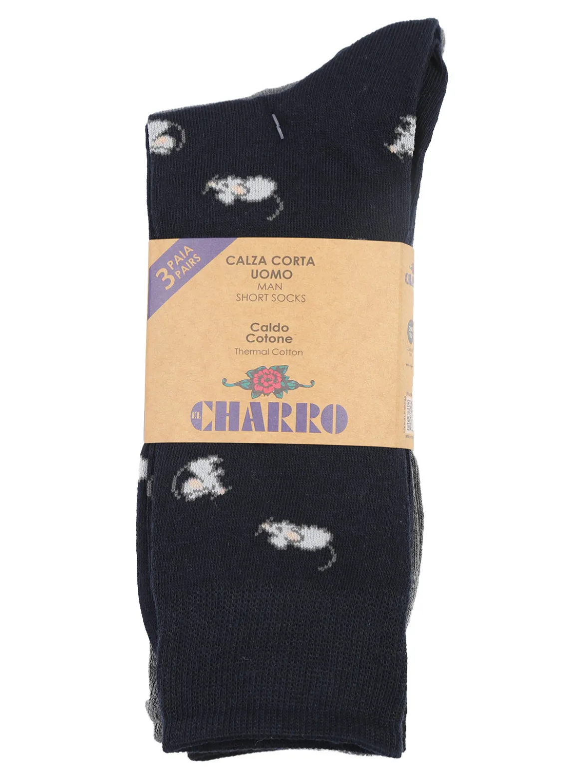 Charro Confezione da 3 paia di calze corte uomo