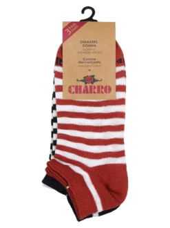 Charro Confezione da 3 paia di calze sneakers a righe da donna in cotone